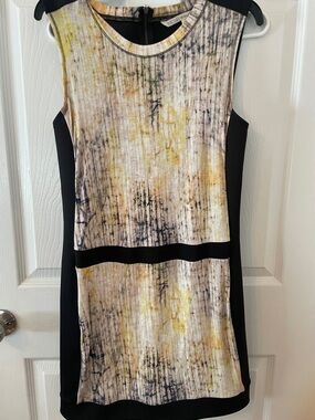 Rachel Roy Abstract Print Sleeveless Sheath Dress - Black and Yellow